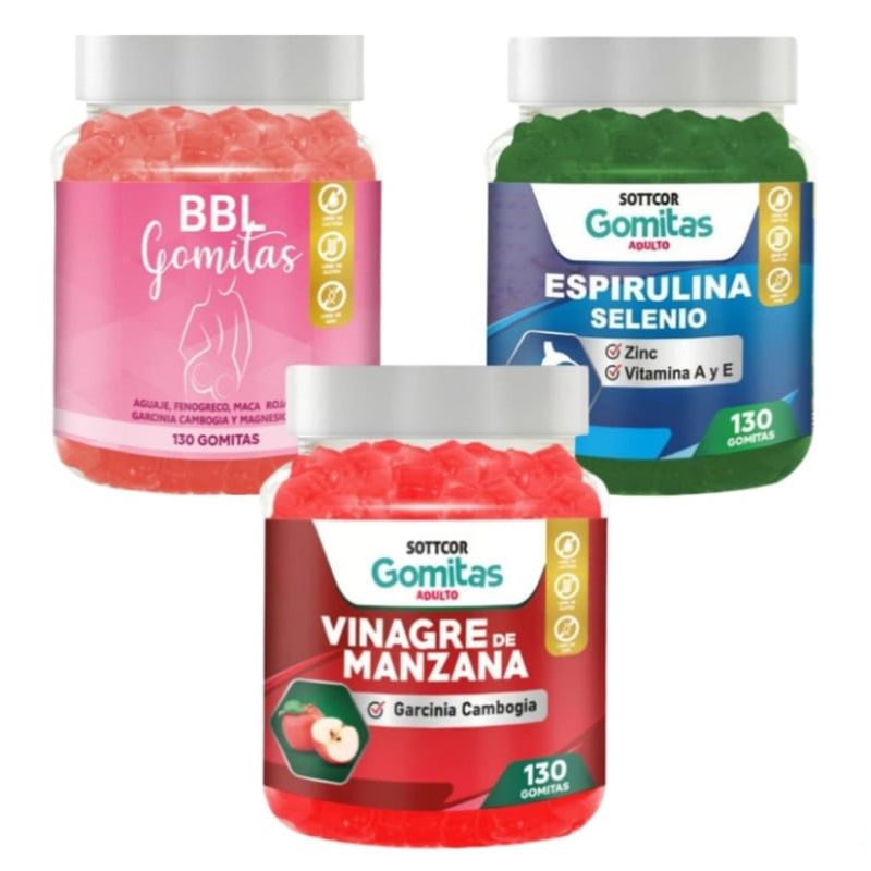 GENERICO - AGUAJE BBL EN GOMITAS, VINAGRE DE MANZANA Y ESPIRULINA SOTTCOR X 3