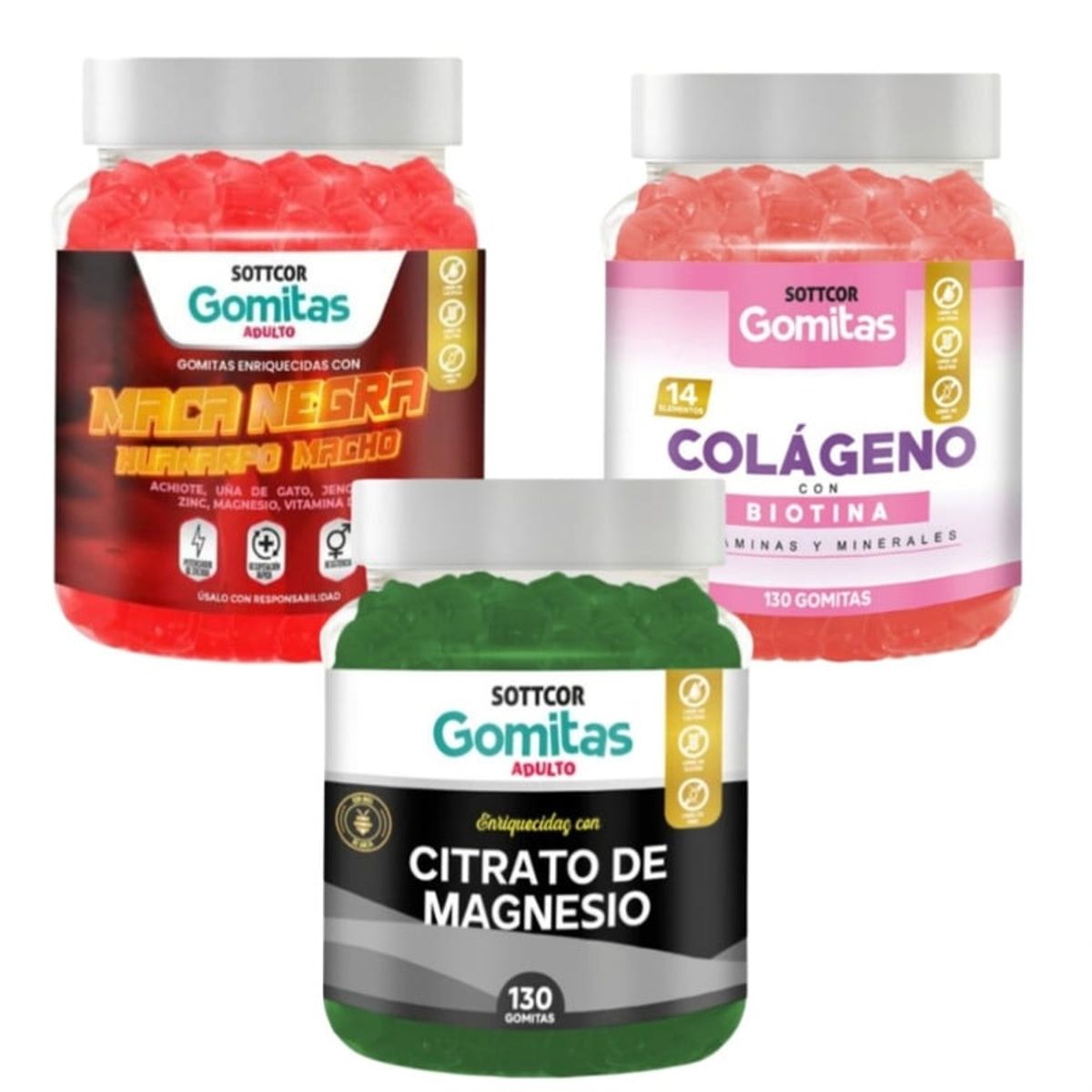 GENERICO - COLAGENO ADULTOS CITRATO DE MAGNESIO Y MACA NEGRA GOMITAS SOTTCOR