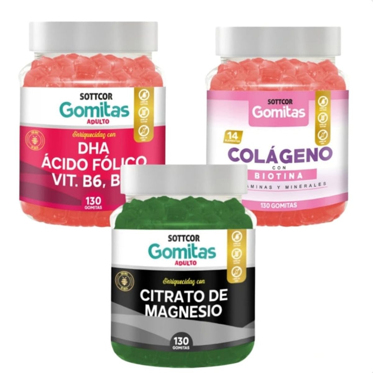 GENERICO - COLAGENO ADULTOS CITRATO DE MAGNESIO Y DHA GOMITAS SOTTCOR X3