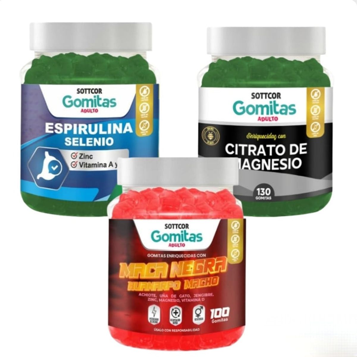 GENERICO - MACA NEGRA + ESPIRULINA SELENIO + CITRATO DE MAGNESIO GOMITAS SOTTCOR