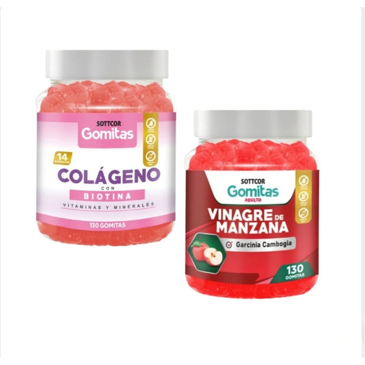 GENERICO - GOMITAS DE VINAGRE DE MANZANA + COLAGENO CON BIOTINA SOTTCOR X2