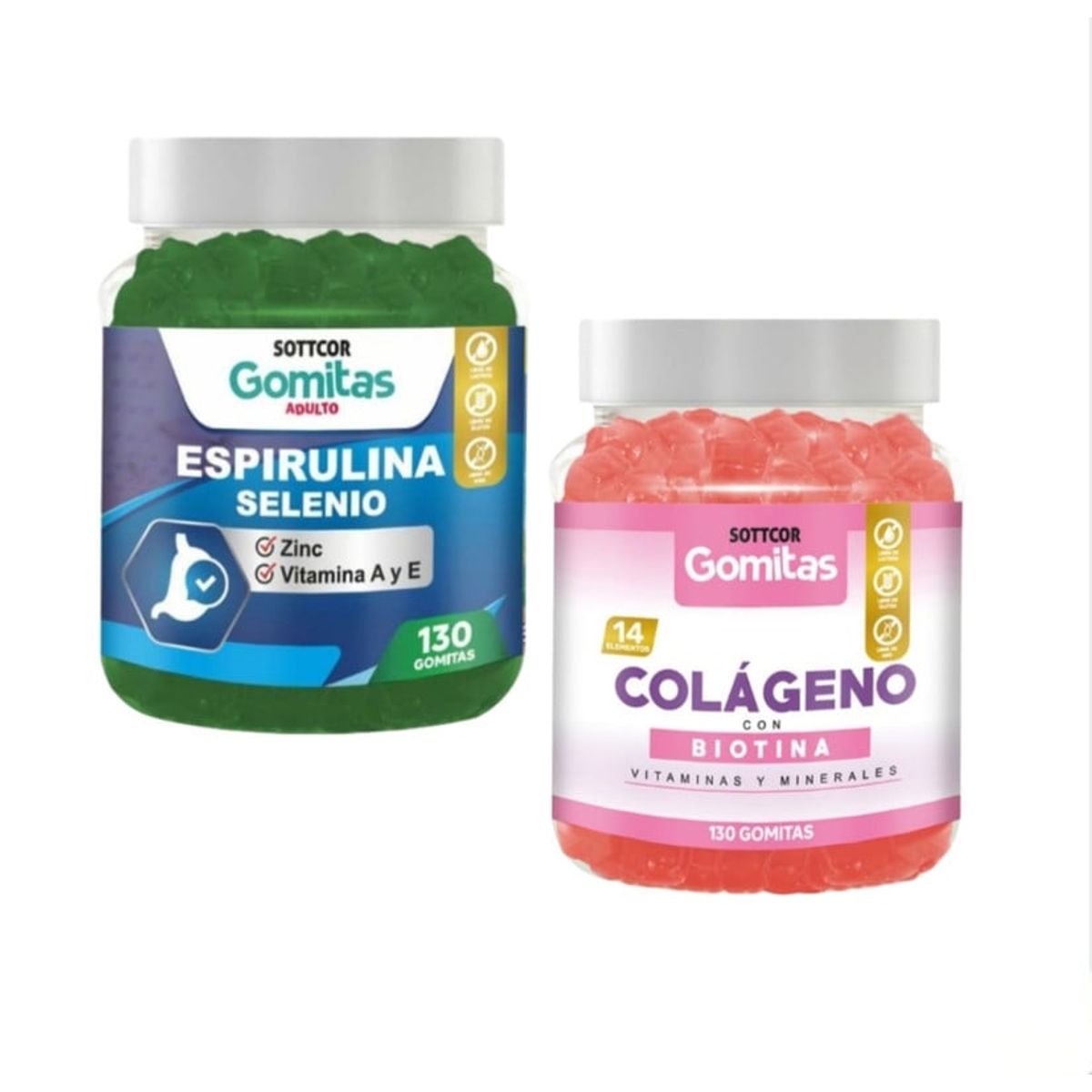GENERICO - GOMITAS DE COLAGENO CON BIOTINA Y ESPIRULINA SELENIO SOTTCOR X2