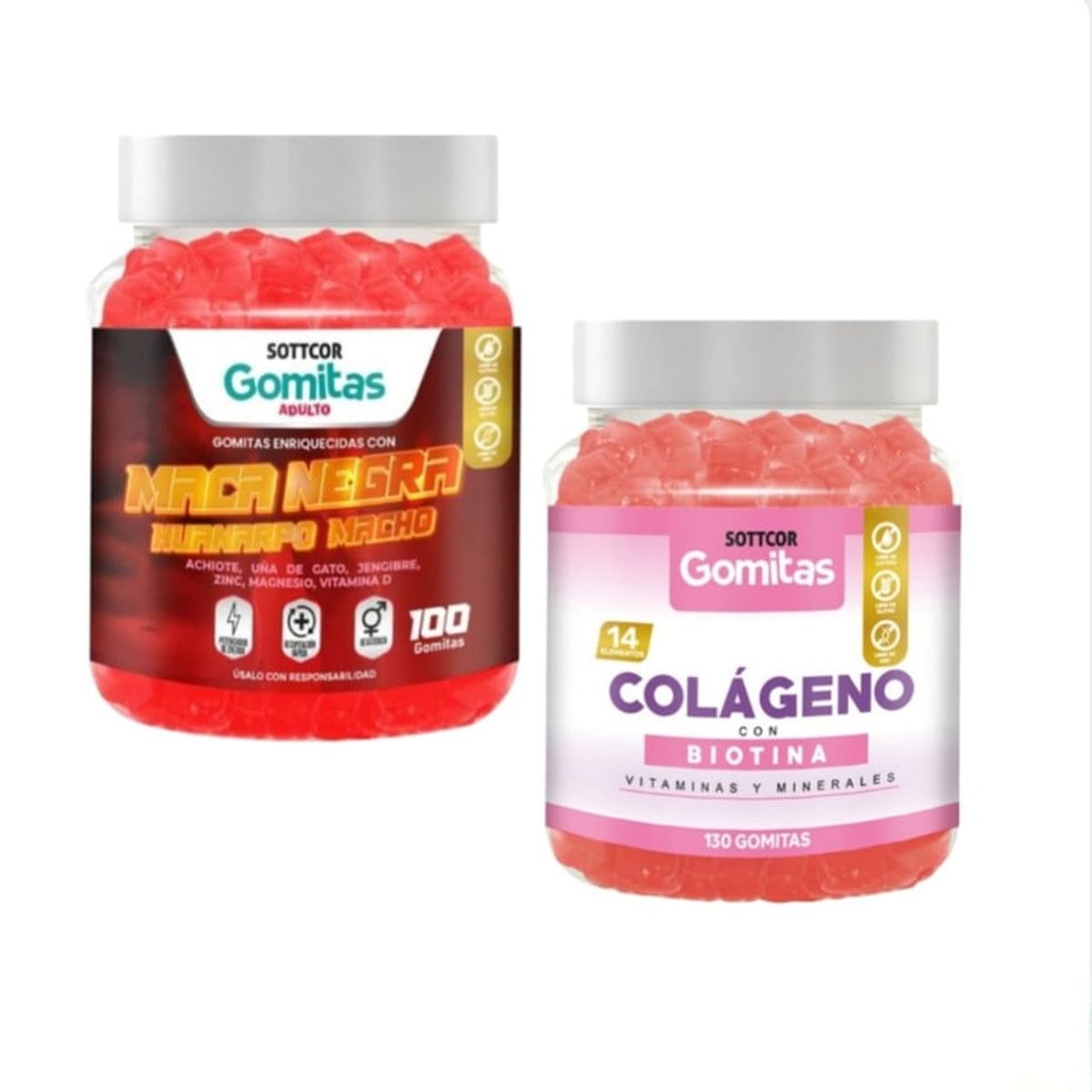 GENERICO - GOMITAS DE COLAGENO CON BIOTINA + MACA NEGRA HUANARPO MACHO SOTTCOR X2