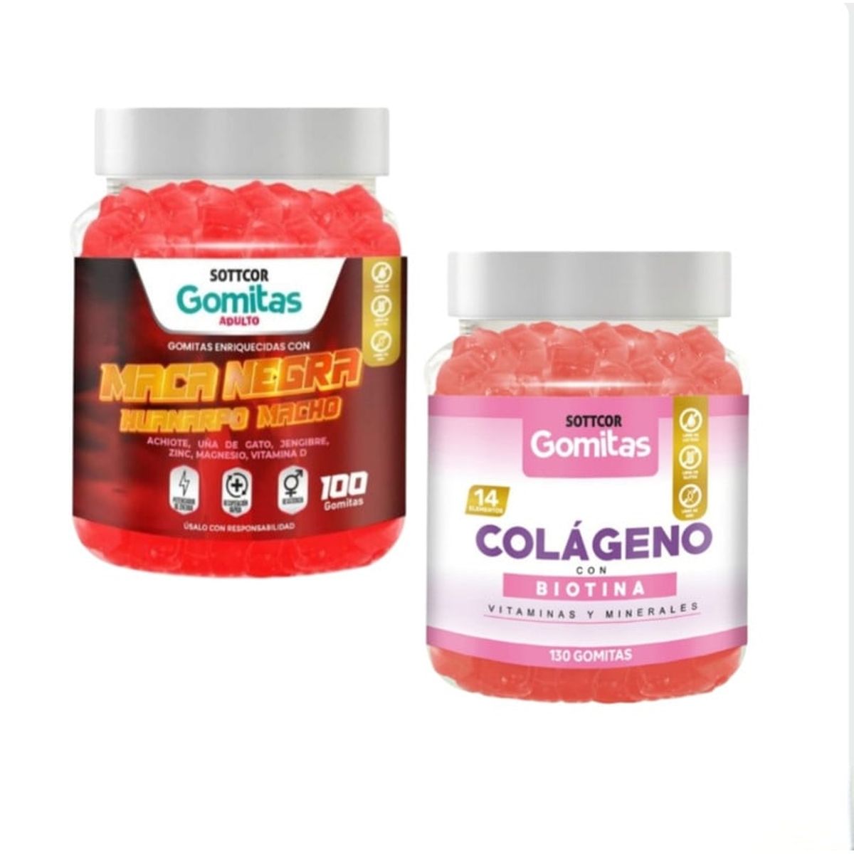 GENERICO - GOMITAS DE COLAGENO CON BIOTINA + MACA NEGRA HUANARPO MACHO SOTTCOR X2