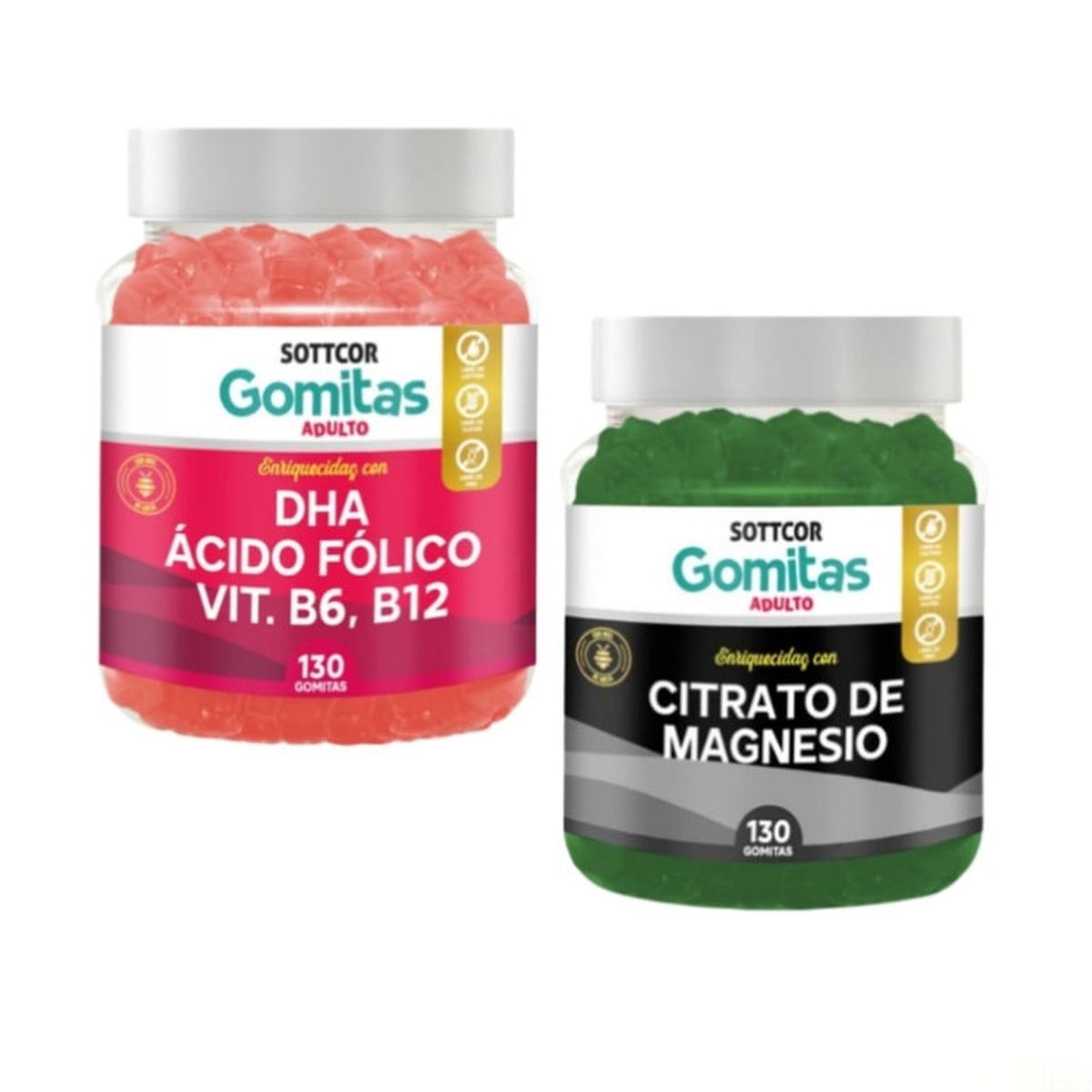 GENERICO - GOMITAS DE CITRATO DE MAGNESIO + DHA ACIDO FOLICO SOTTCOR X2