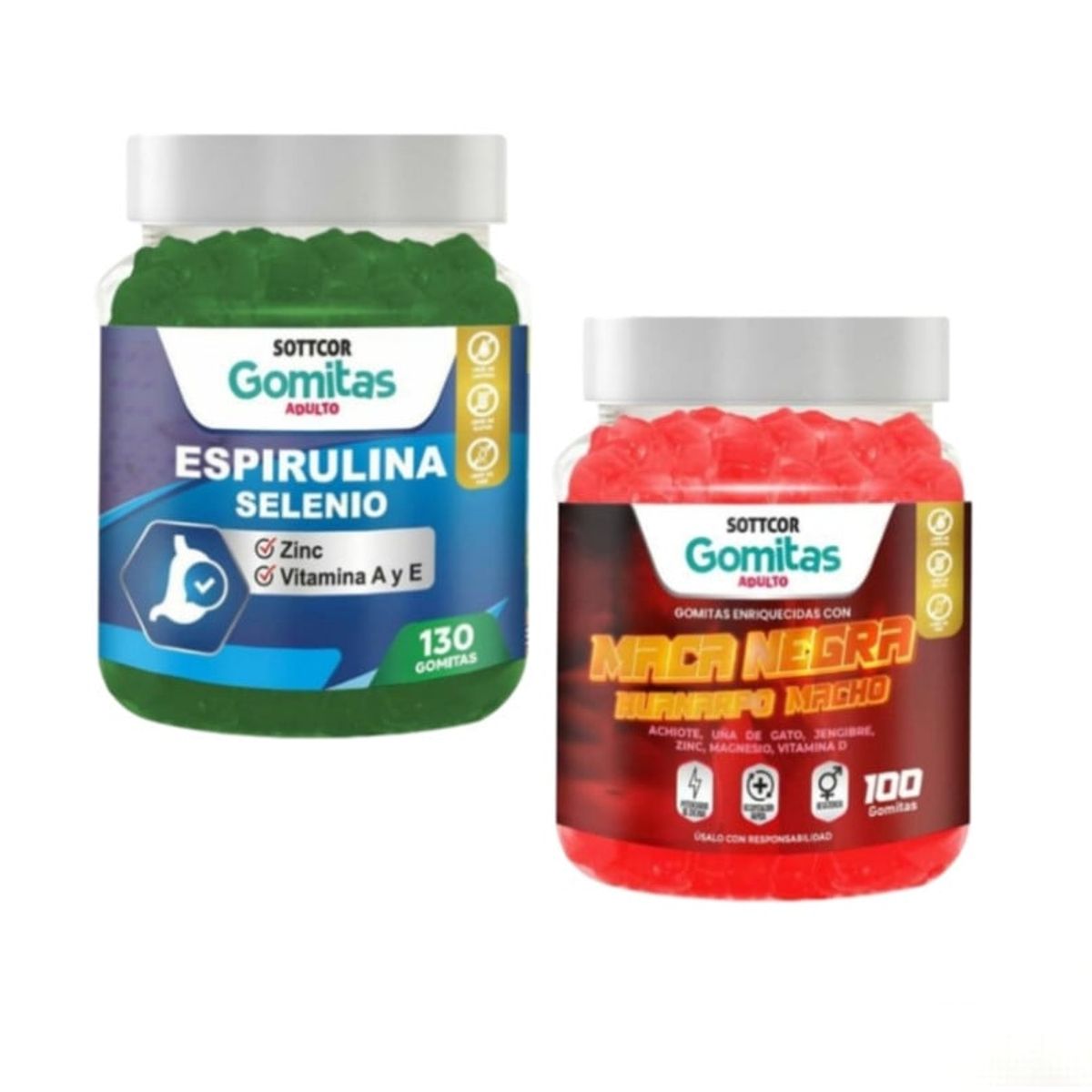 GENERICO - GOMITAS DE MACA NEGRA HUANARPO MACHO + ESPIRULINA SELENIO SOTTCOR 2X