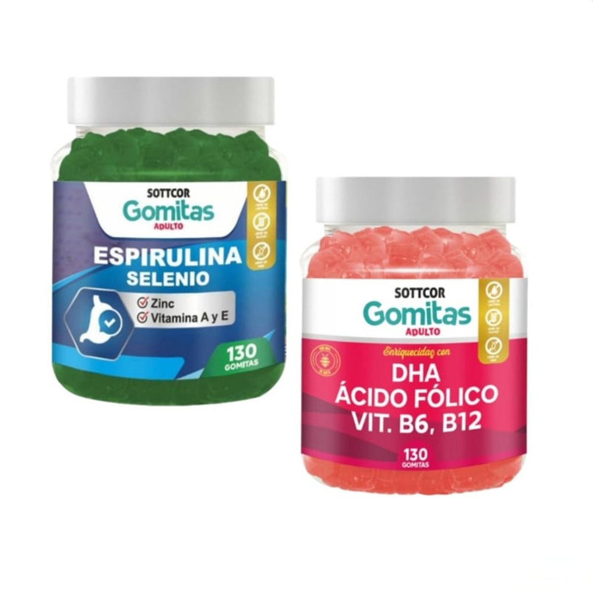 GENERICO - GOMITAS DE ESPIRULINA SELENIO + DHA ACIDO FOLICO SOTTCOR X2