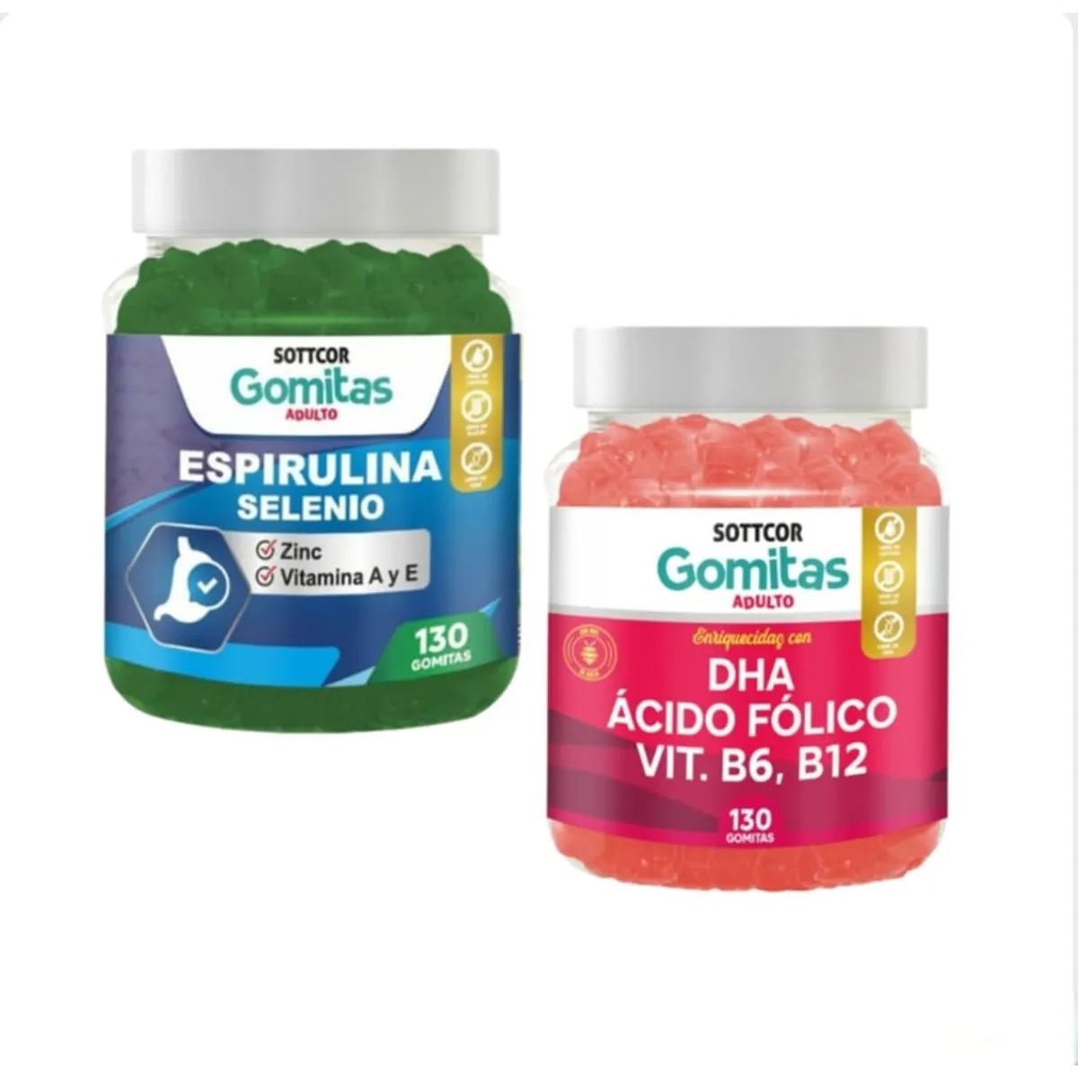 GENERICO - GOMITAS DE ESPIRULINA SELENIO + DHA ACIDO FOLICO SOTTCOR X2