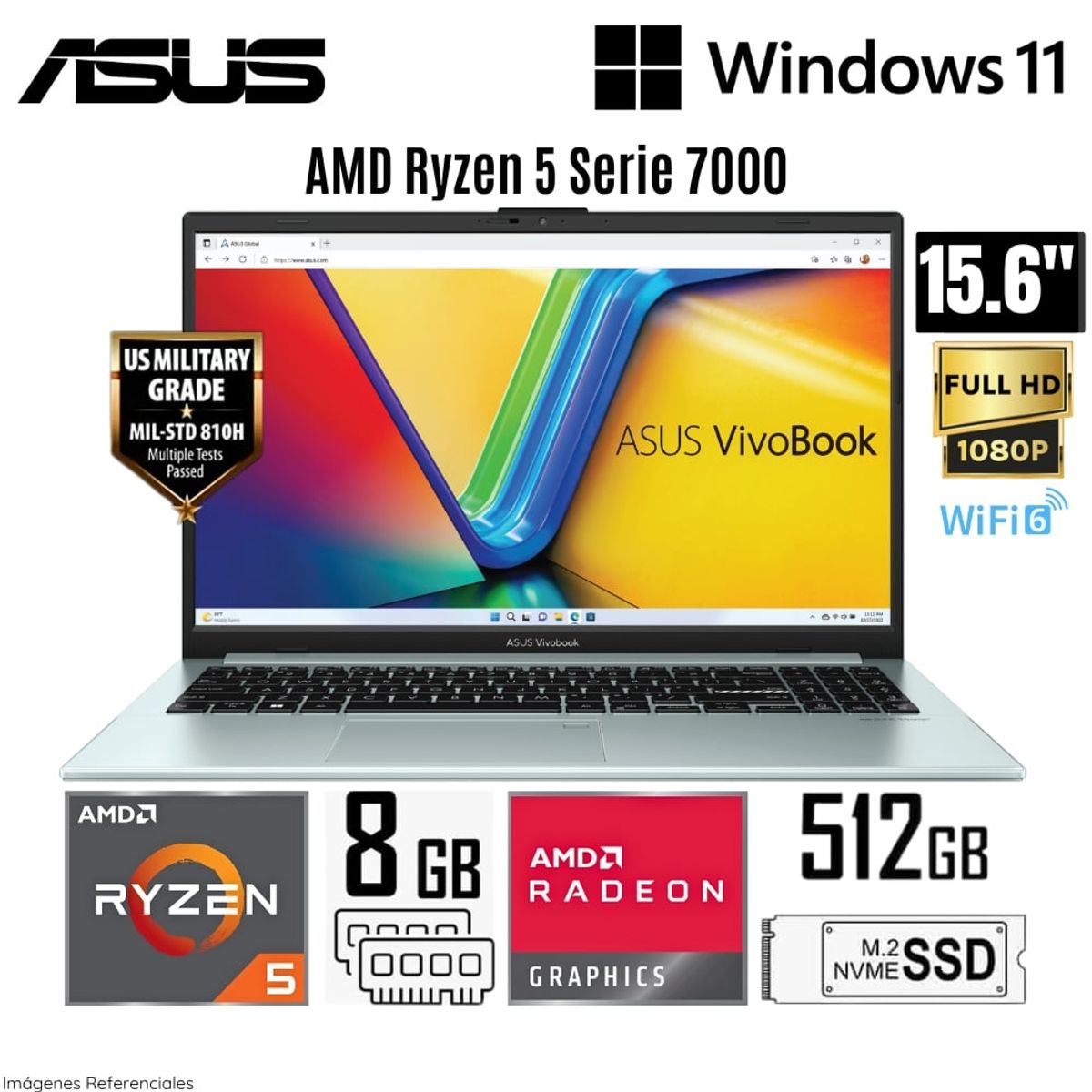 ASUS - Laptop ASUS E1504FA-NJ404W AMD Ryzen 5 (7000 series) 8GB RAM 512GB SSD 15.6" FHD Windows 11 Home