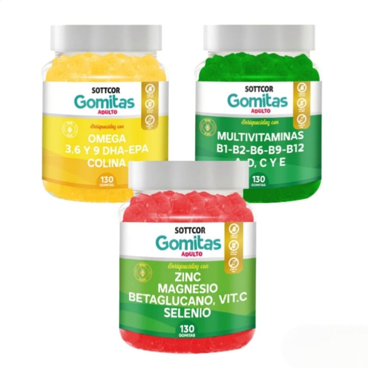 GENERICO - PACK 3 OMEGA MULTIVITAMINA ZINC Y MAGNESIO GOMITAS SOTTCOR