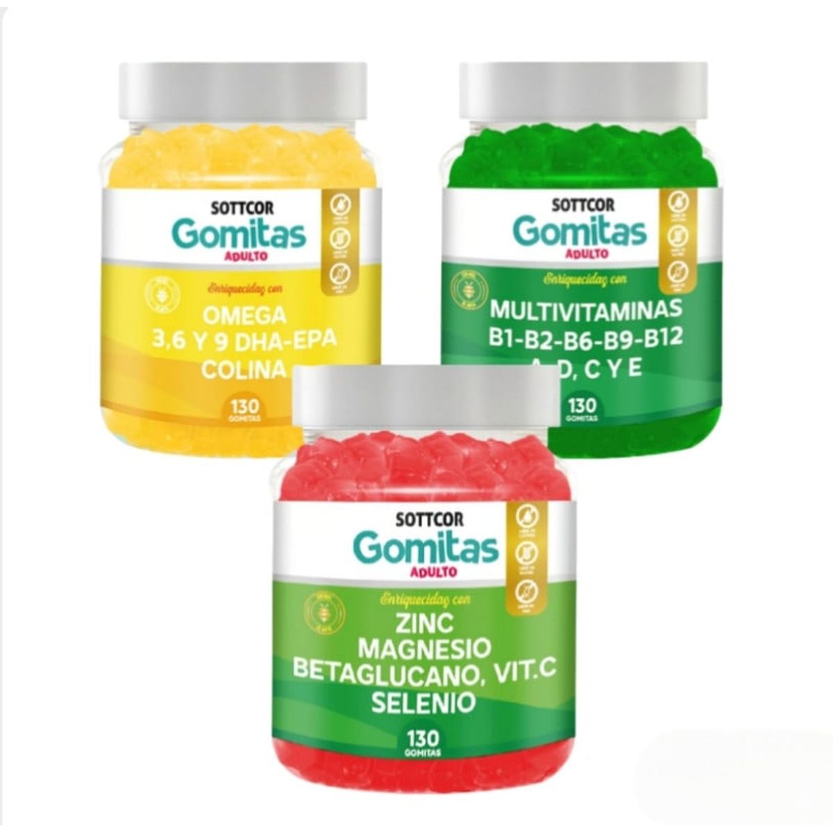 GENERICO - PACK 3 OMEGA MULTIVITAMINA ZINC Y MAGNESIO GOMITAS SOTTCOR