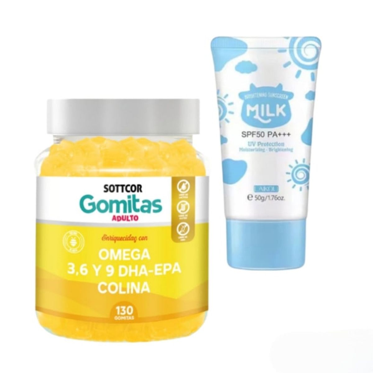 GENERICO - OMEGA 3-6-9 DHA-EPA COLINA GOMITAS + REGALO BLOQUEADOR ACLARANTE MILK