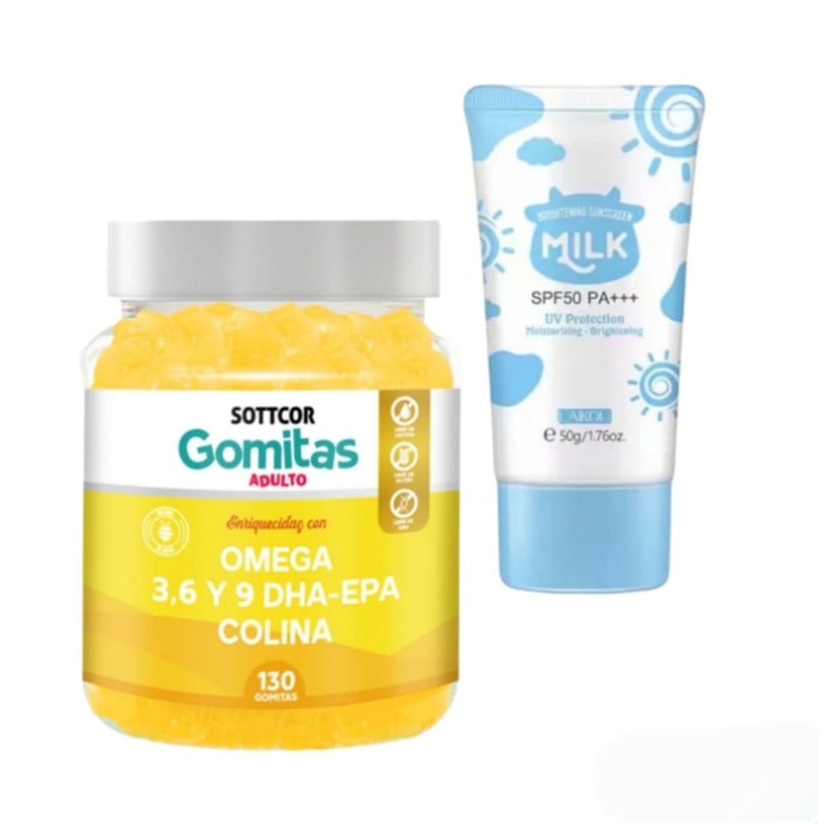 GENERICO - OMEGA 3-6-9 DHA-EPA COLINA GOMITAS + REGALO BLOQUEADOR ACLARANTE MILK