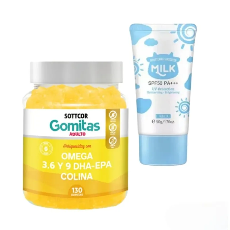GENERICO - OMEGA 3-6-9 DHA-EPA COLINA GOMITAS + REGALO BLOQUEADOR ACLARANTE MILK