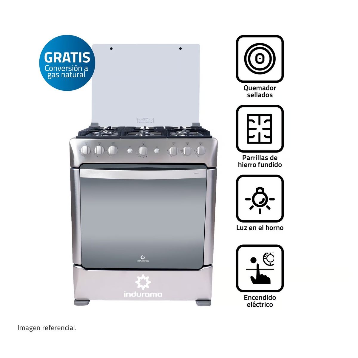 INDURAMA - Cocina Indurama 6 Quemadores Parma Zafiro Croma