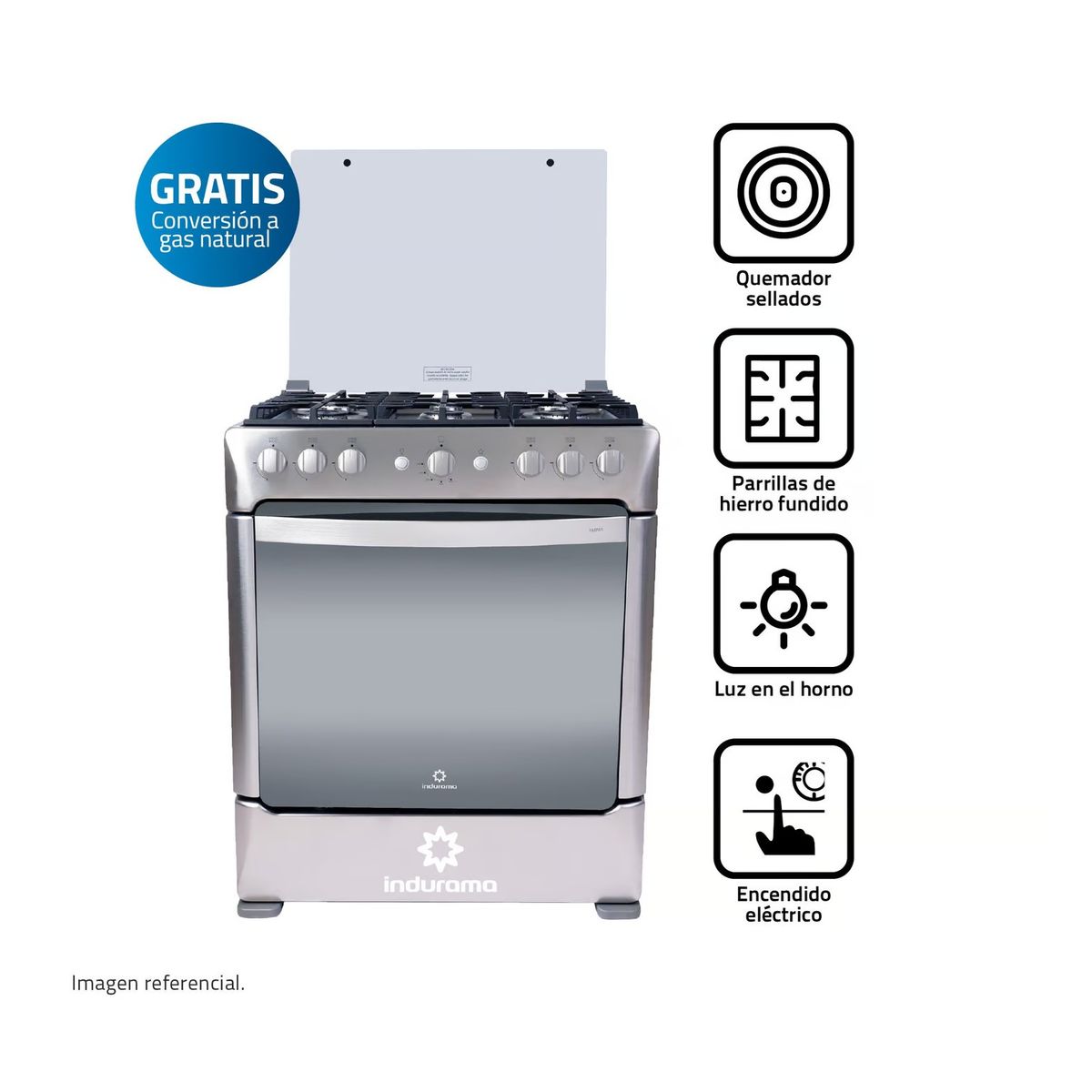 INDURAMA - Cocina Indurama 6 Quemadores Parma Zafiro Croma
