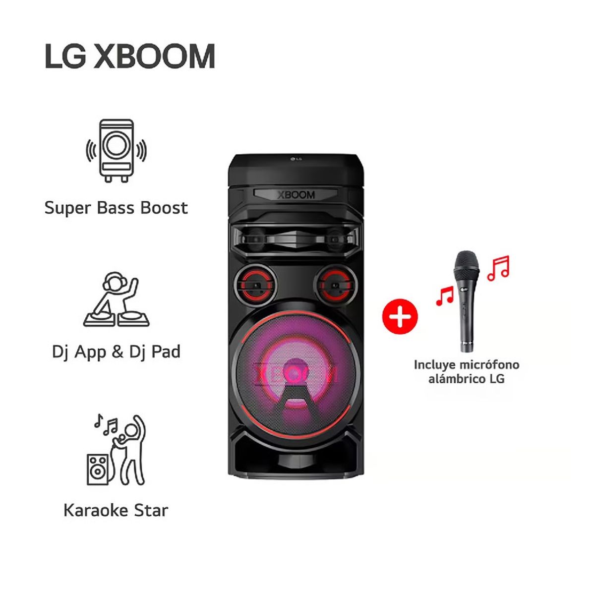 LG - Torre de Sonido LG XBOOM RNC7 Bluetooth Karaoke más Micrófono - Negro