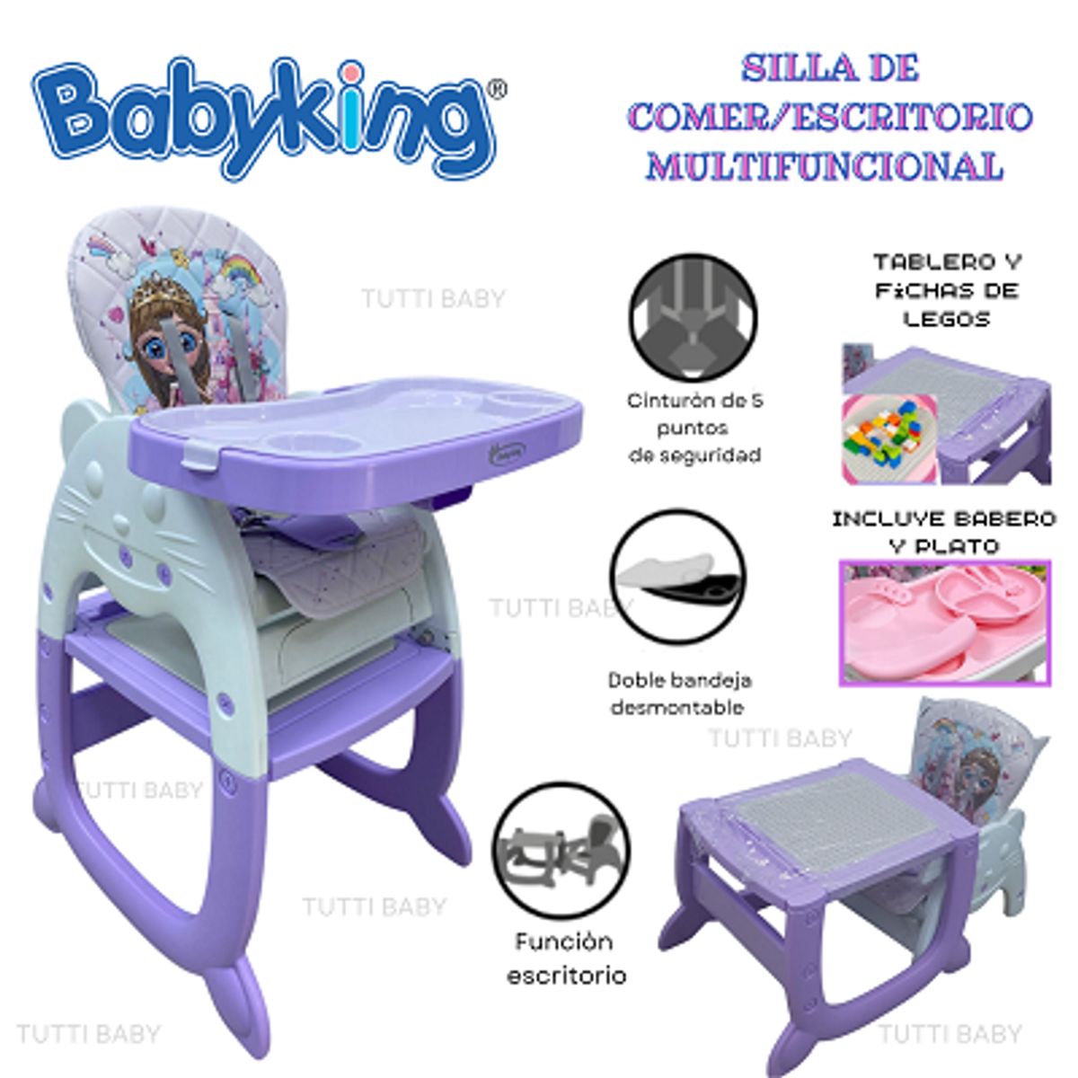 BABY KING - SILLA  DE COMER, ESCRITORIO MULTIFUNCIONAL - LILA