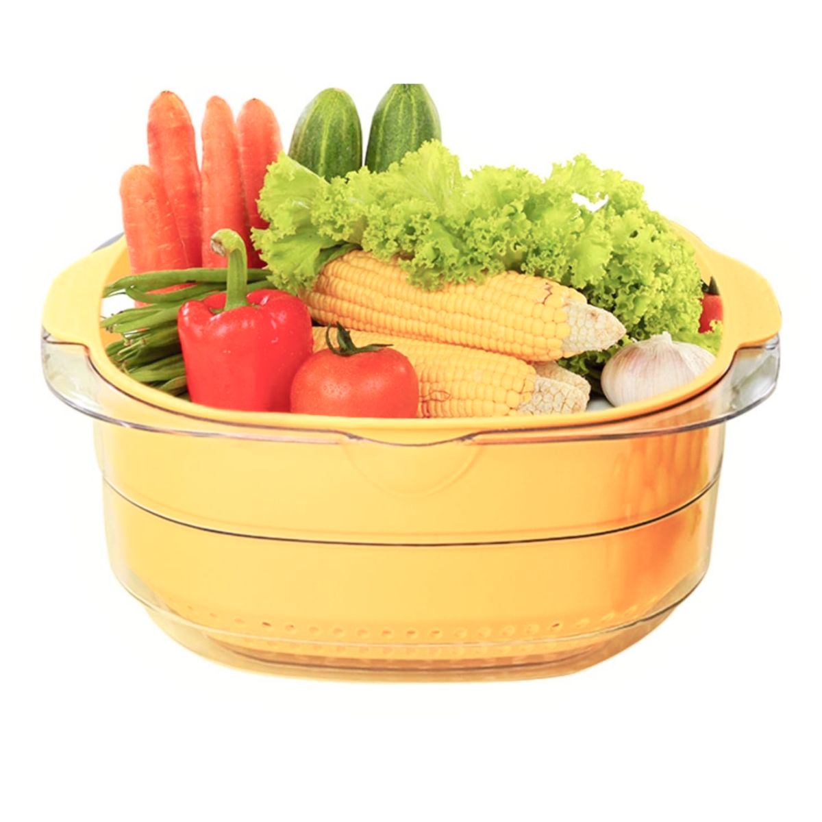 GENERICO - COLADOR MULTIUSOS DE DOS PIEZAS PARA ALIMENTOS COLOR NARANJA