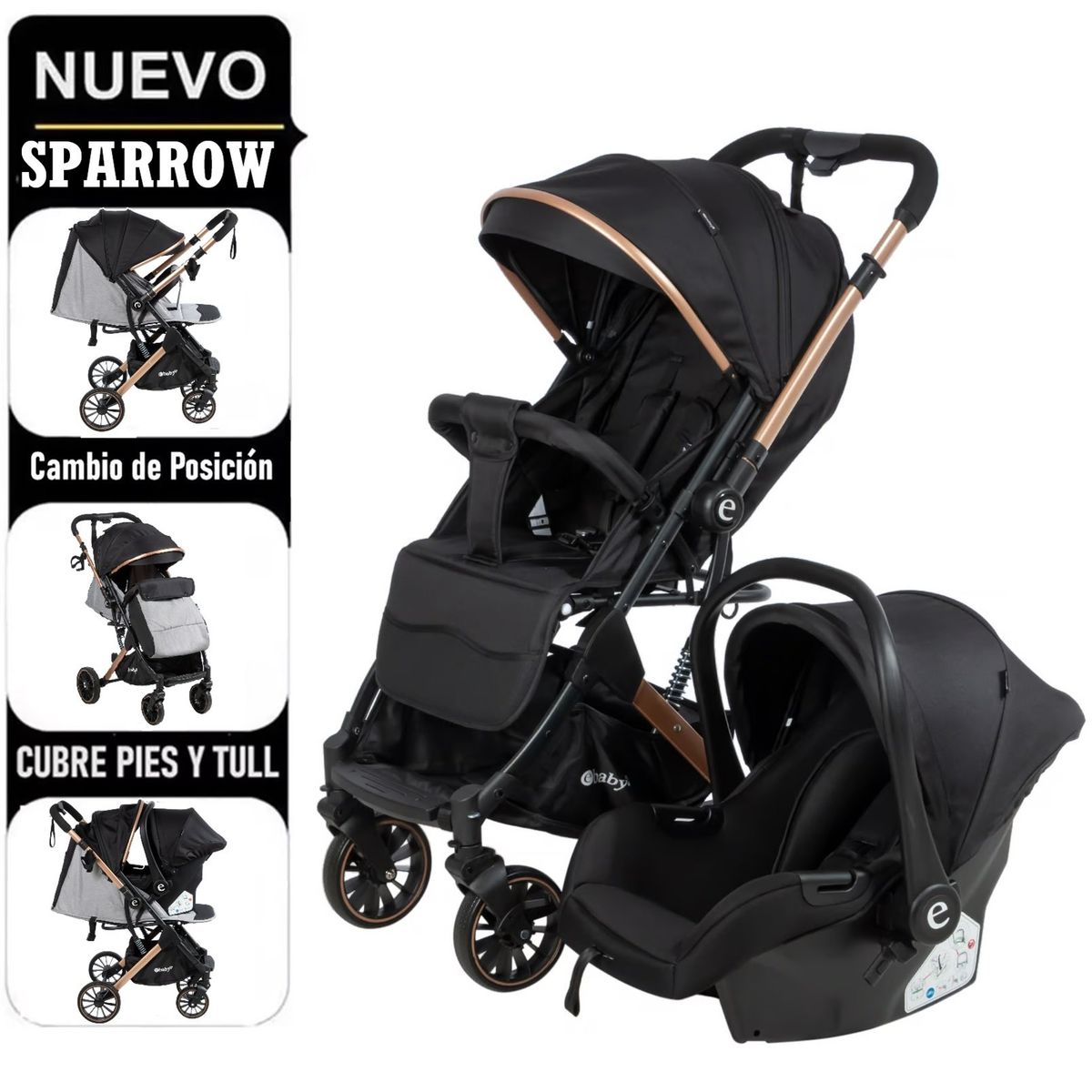 EBABY - Ebaby Coche Maleta SPARROW con Porta Bebe Ng