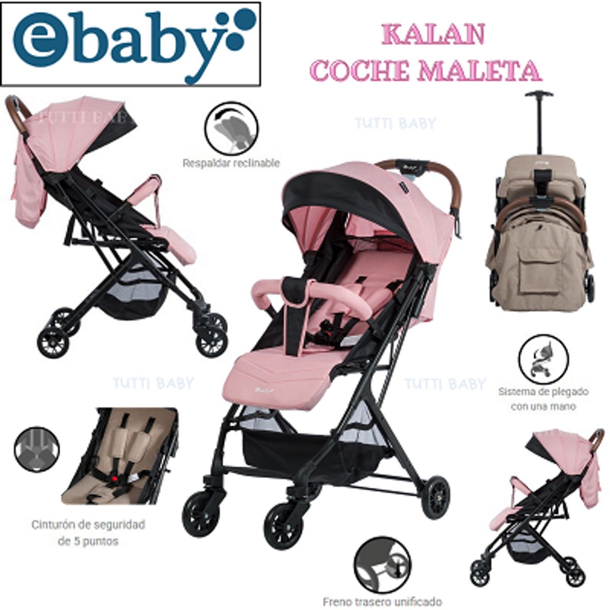 EBABY - COCHE MALETA KALAN ROSADO