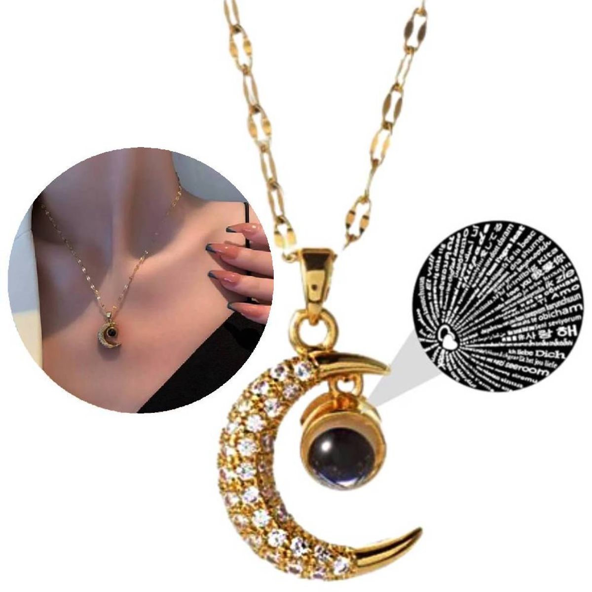 NO LOGO - Collar De Dama Proyeccion Te Amo  Luna Regalo Especial