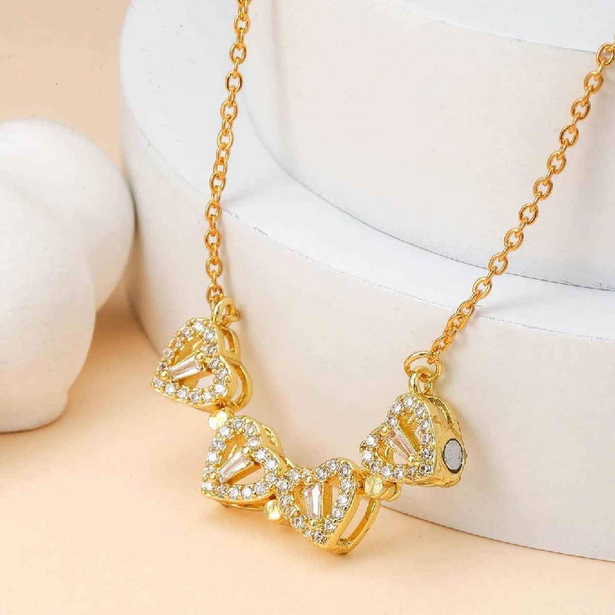 NO LOGO - Collar Trébol Doble Vista Corazón - Regalo Perfecto