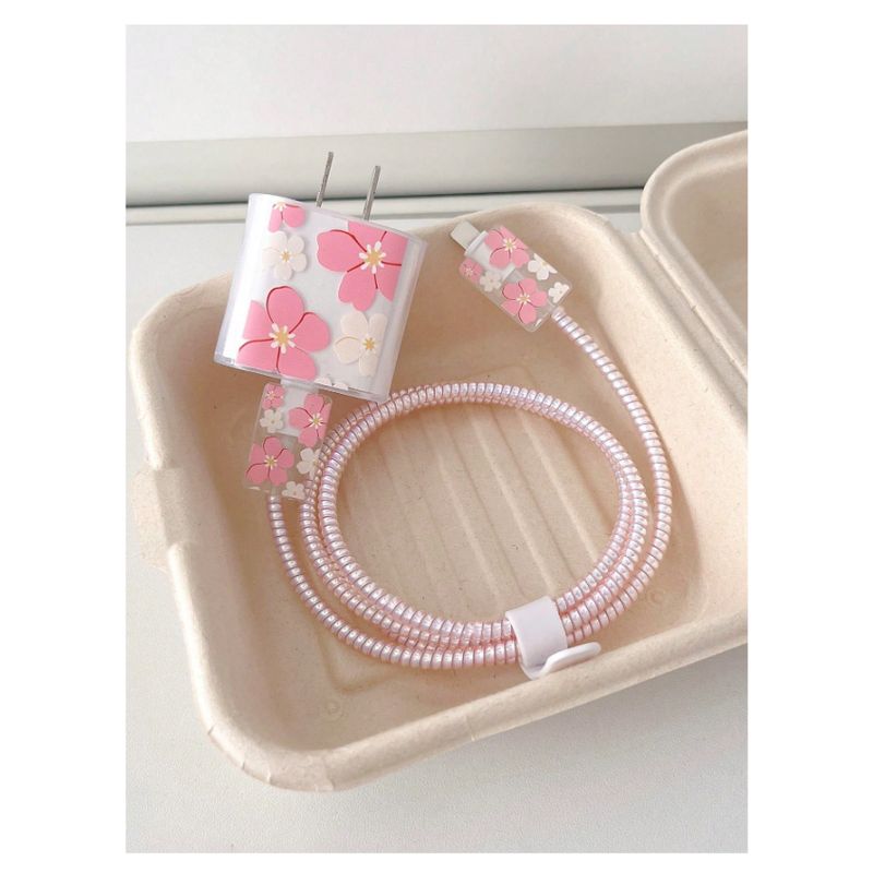 GENERICO - CASE PROTECTOR DE CARGADOR DE IPHONE DE FLORES HAWAIANAS