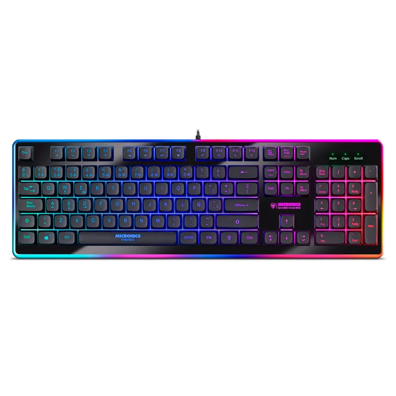MICRONICS - Teclado Gamer RGB Membrana Micronics Fisher