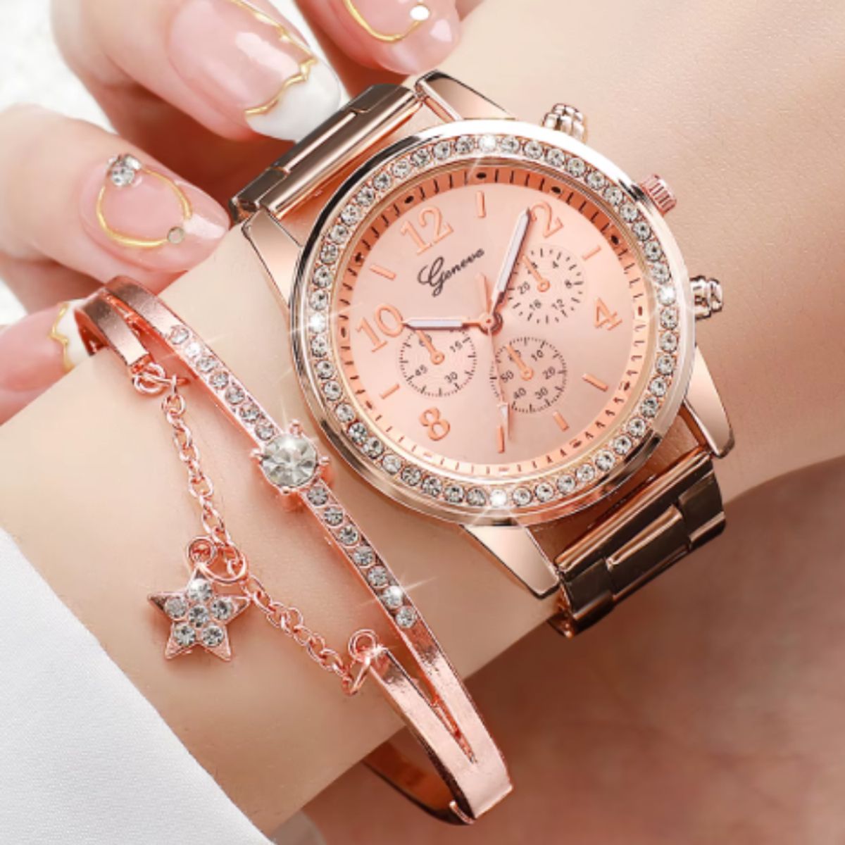 GENERICO - RELOJ DAMA ORO ROSA  ELEGANCIA Y GLAMOUR