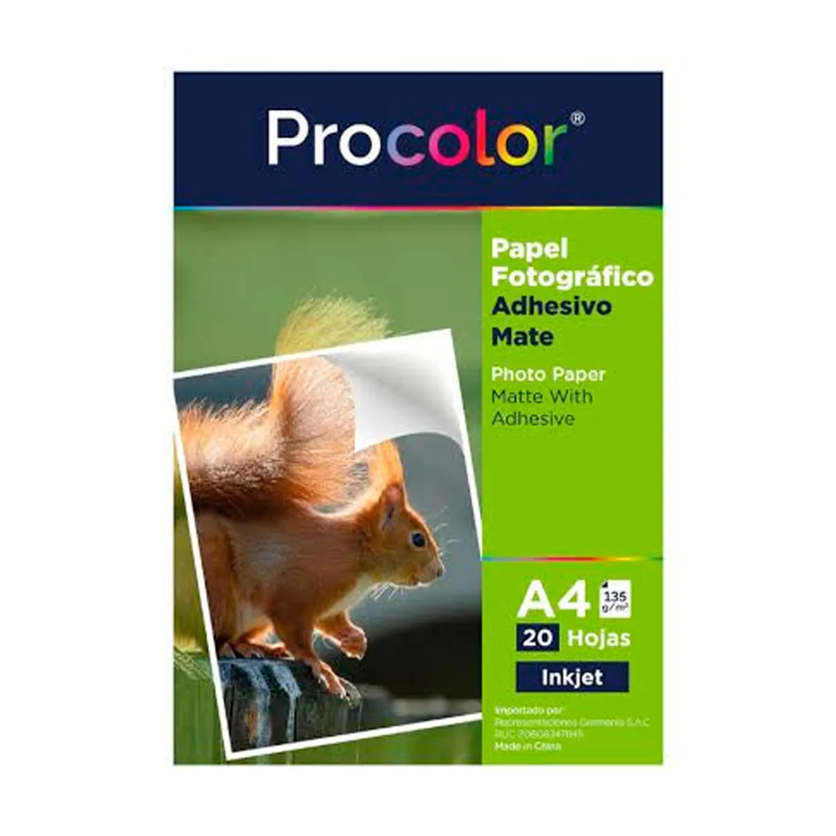 GENERICO - Papel Fotográfico Adhesivo Mate Procolor A4 20h 135g