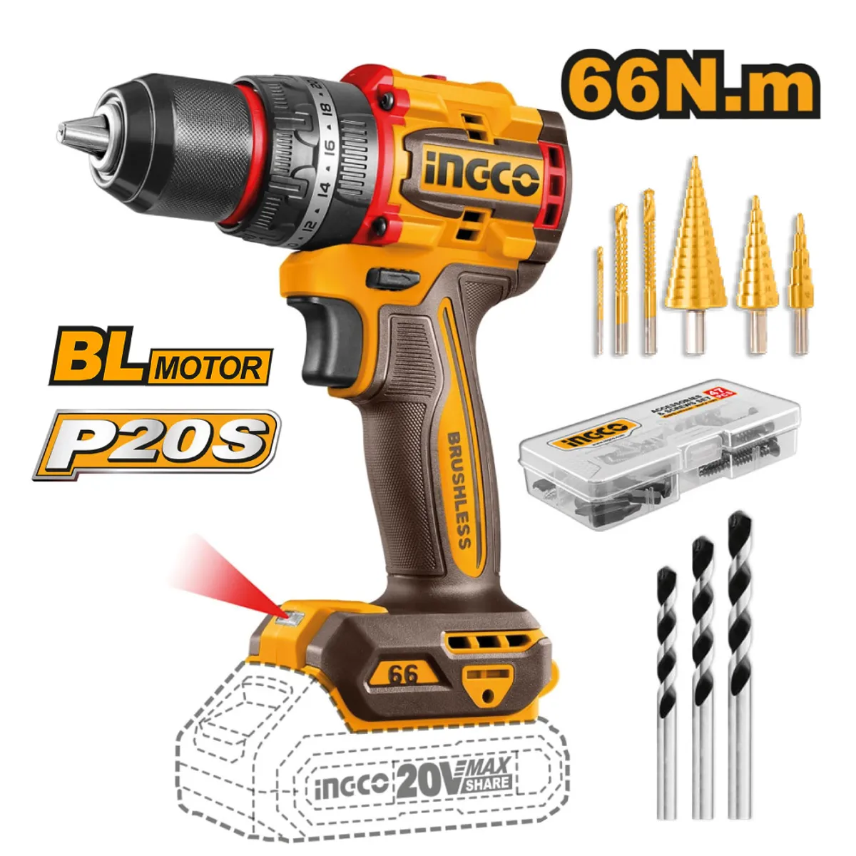 INGCO TOOLS - KIT PERCUTOR 20V INGCO + SIERRA CIRCULAR + LIJADORA COSLI241193