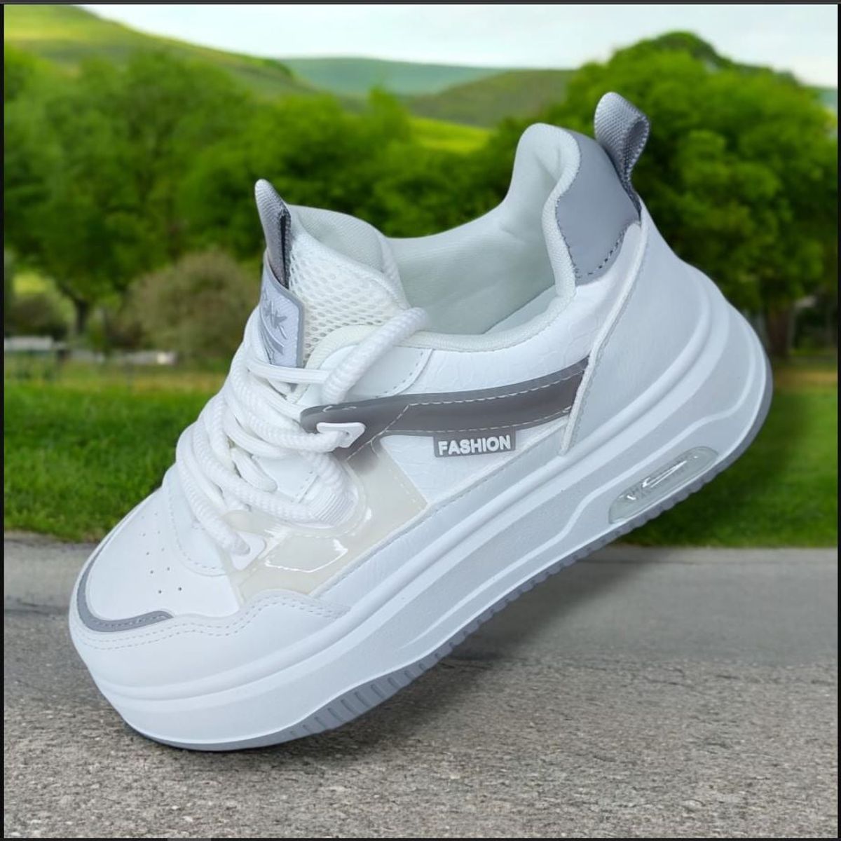 GENERICO - ZAPATILLA PARA DAMA FASHION BLEAK BLANCOGRIS - V292