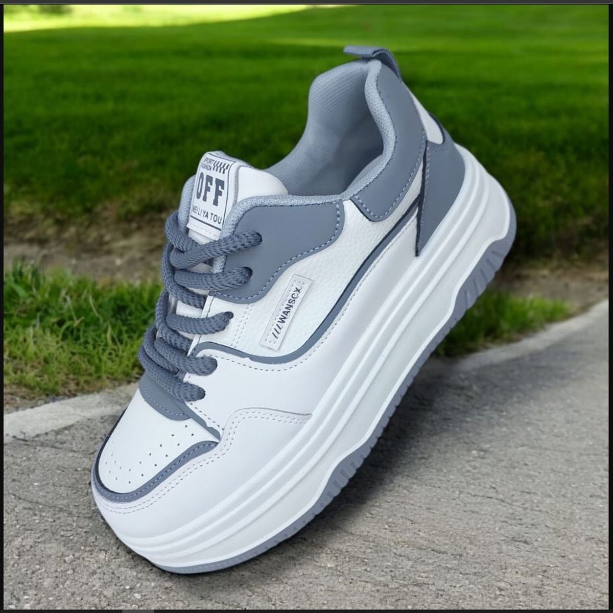 GENERICO - ZAPATILLA PARA DAMA FASHION OFF BLANCOGRIS - V149