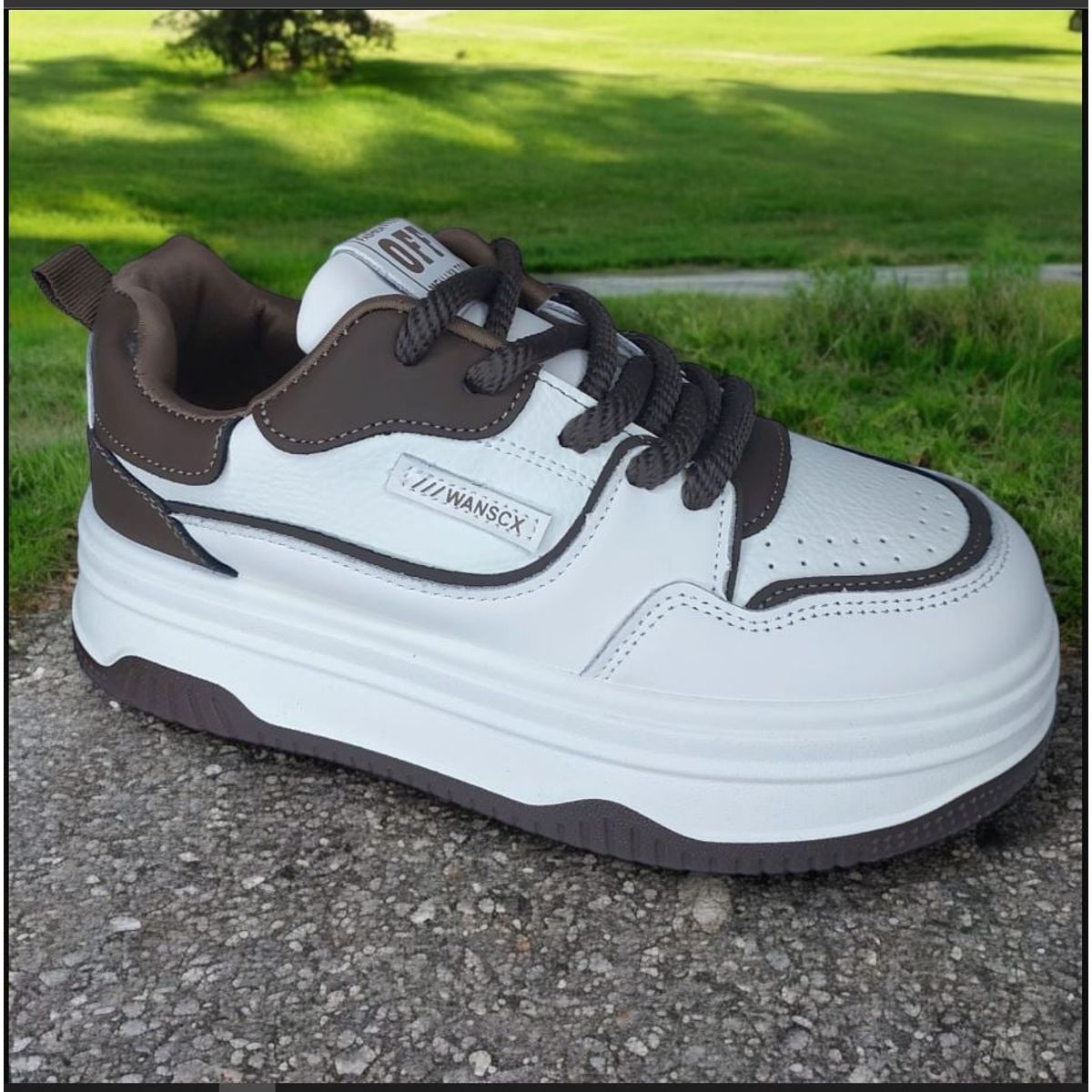 GENERICO - ZAPATILLA PARA DAMA FASHION OFF BLANCOMARRON - V149