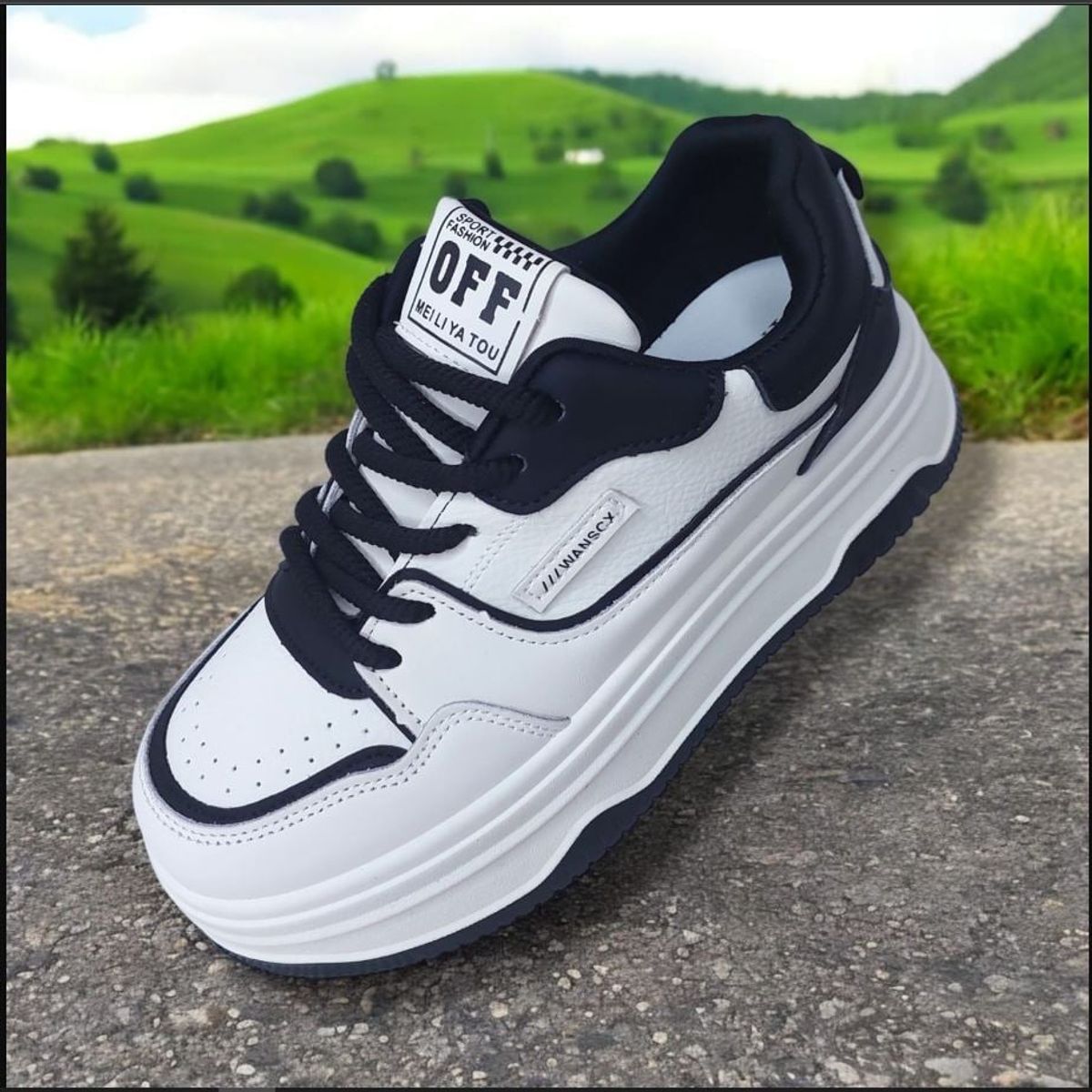 GENERICO - ZAPATILLA PARA DAMA FASHION OFF BLANCONEGRO - V149