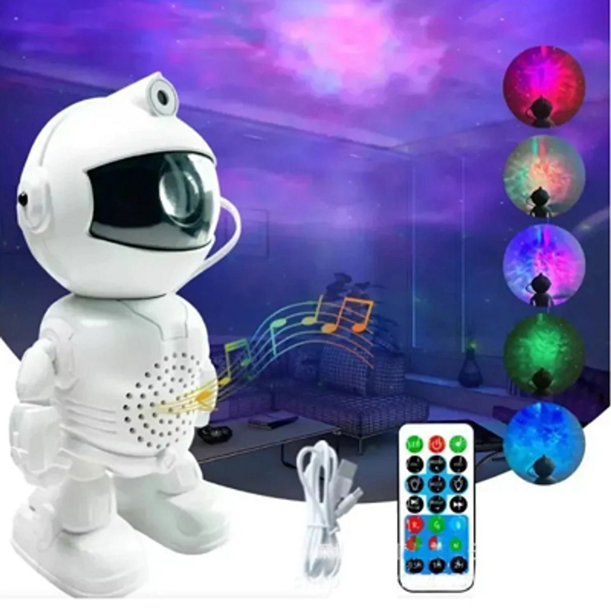 GENERICO - Robot Proyector astronauta  con parlante bluetooth