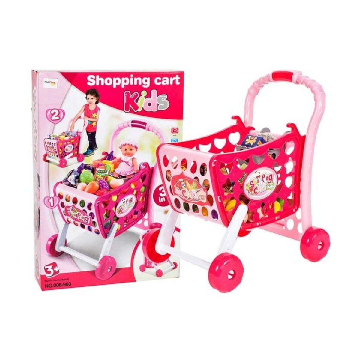 GENERICO - Juego Didáctico Carrito Musical de Compras con Accesorios - Rosado