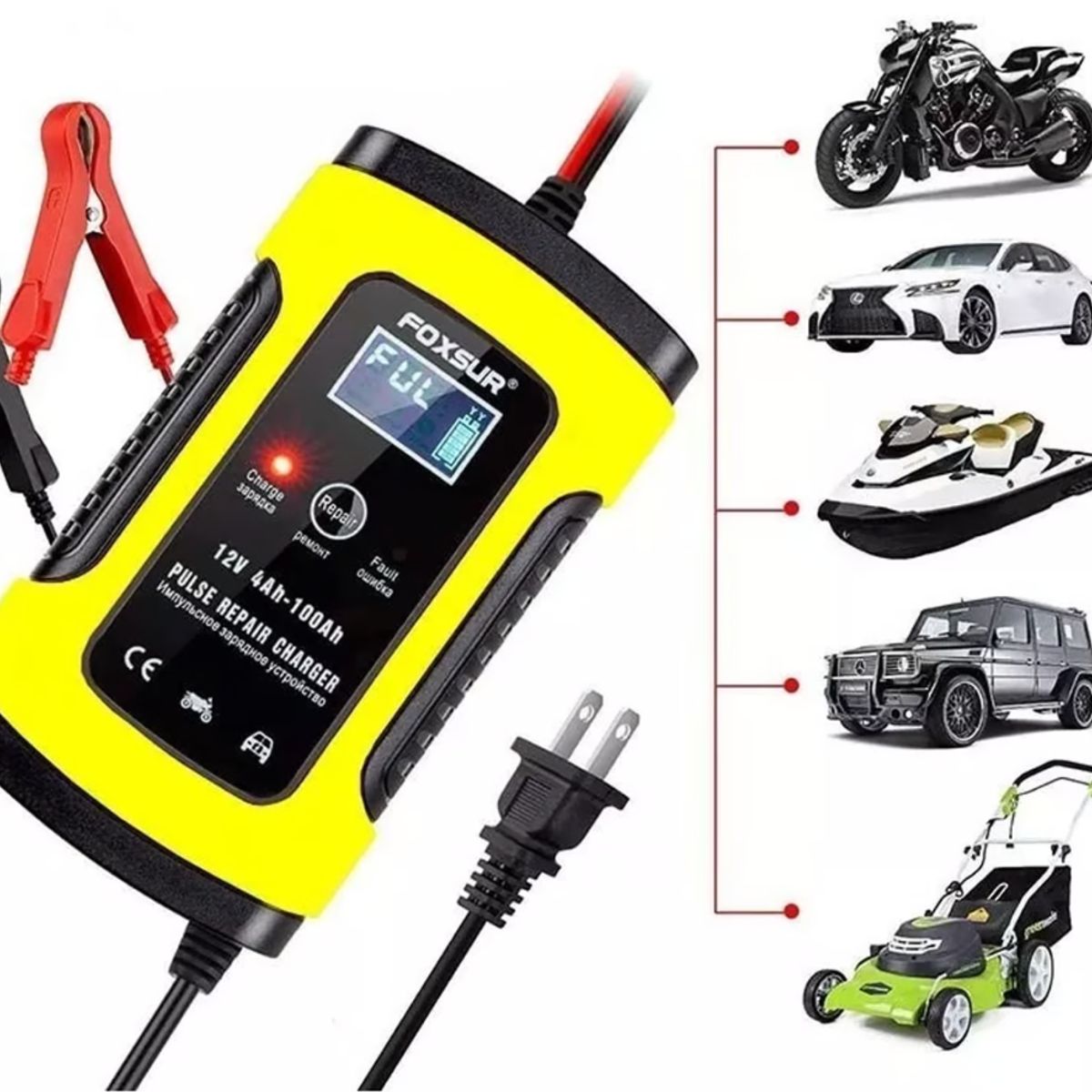 GENERICO - Cargador De Batería 12v Automático Carga Rápida Auto Moto