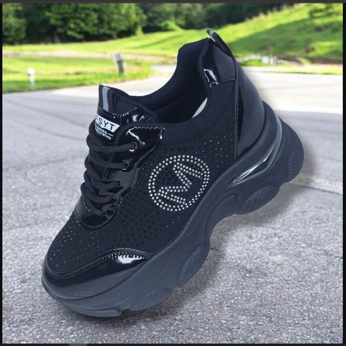 GENERICO - ZAPATILLA CON PLATAFORMA ALTA 8CM FYST SHOES NEGRO - V1559