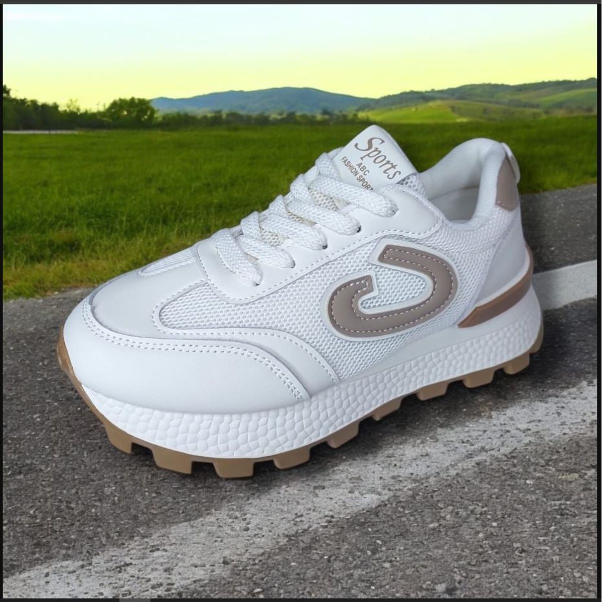 GENERICO - ZAPATILLA CON PLATAFORMA ALTA 6CM SPORTS FASHION BLANCOBEIG - V163