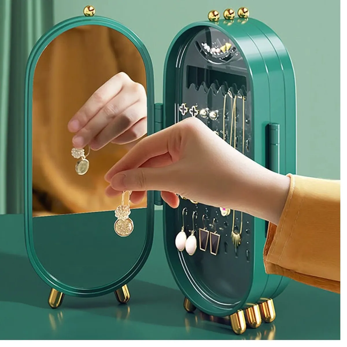 GENERICO - Joyero Organizador Acrilico Plegable para Joyas  Collar Arete - Verde