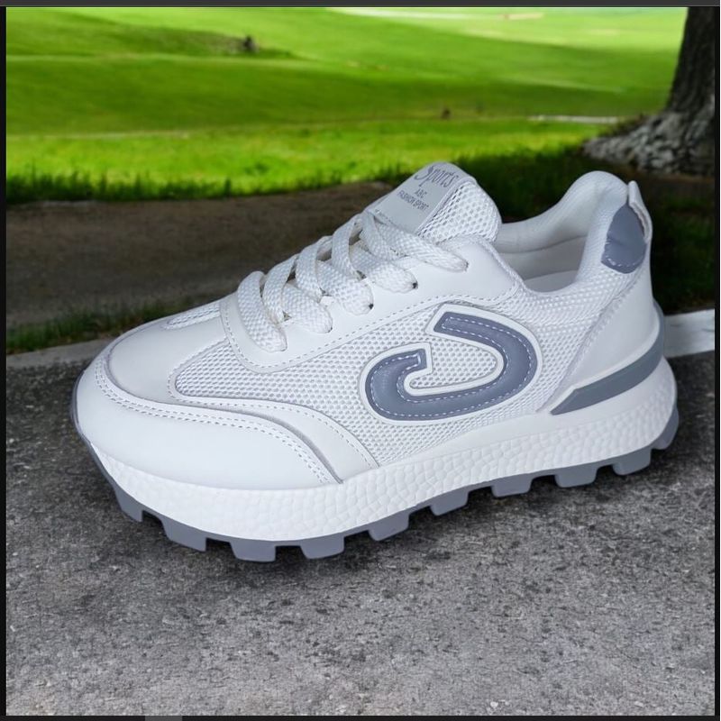 GENERICO - ZAPATILLA  CON PLATAFORMA ALTA 6CM SPORTS FASHION BLANCOGRIS - V163