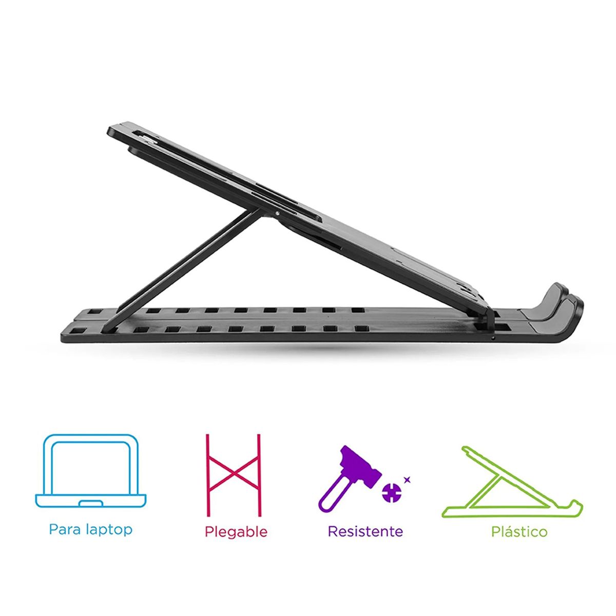 GENERICO - Soporte Aluminio Plegable Laptop Premium Portatil Multifunción - Negro