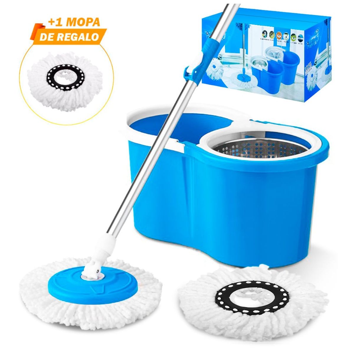 KELLER - Trapeador con Escurridor Giratorio CL 88S Y Mopa de Regalo