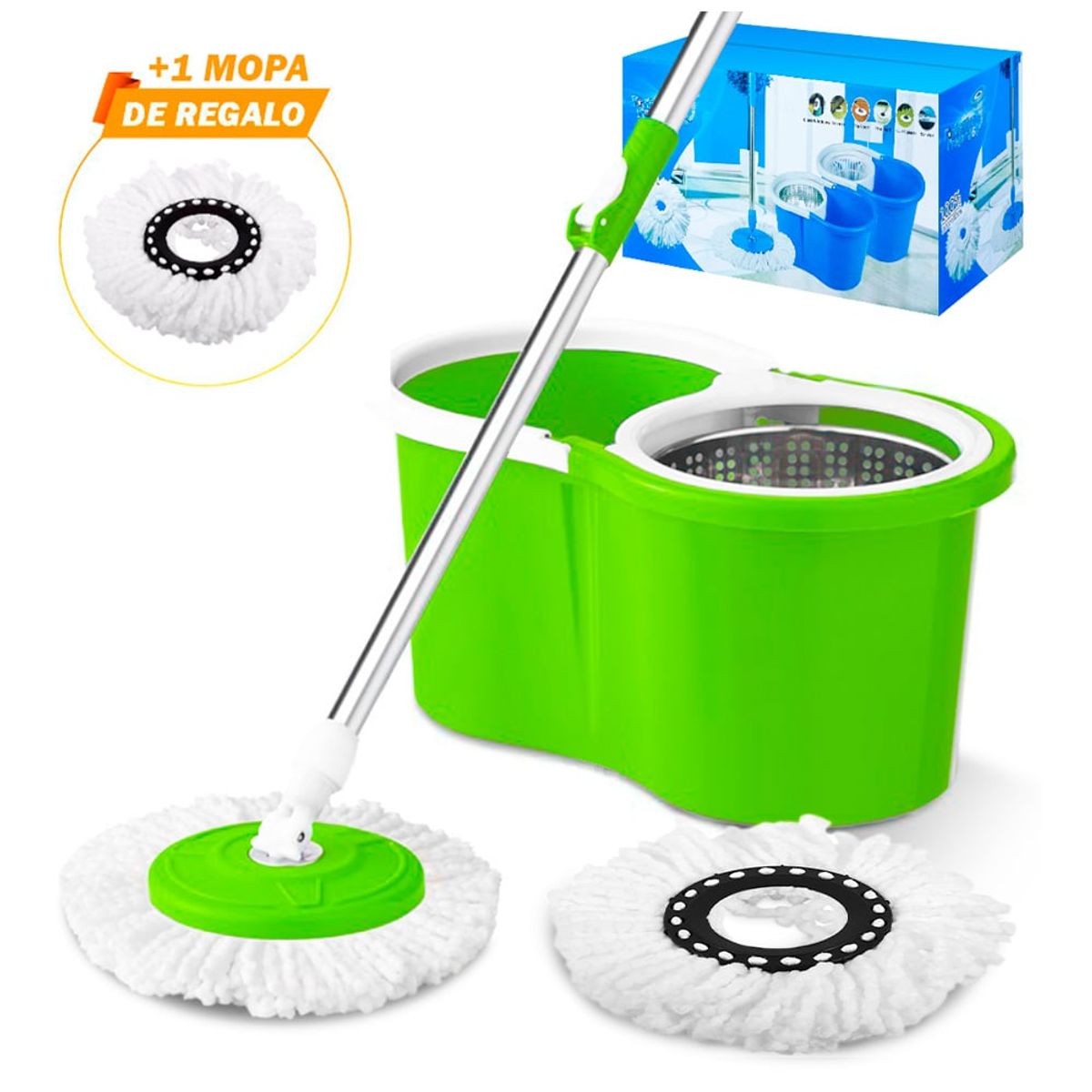 KELLER - Trapeador con Escurridor Giratorio VD 88S Y Mopa de Regalo