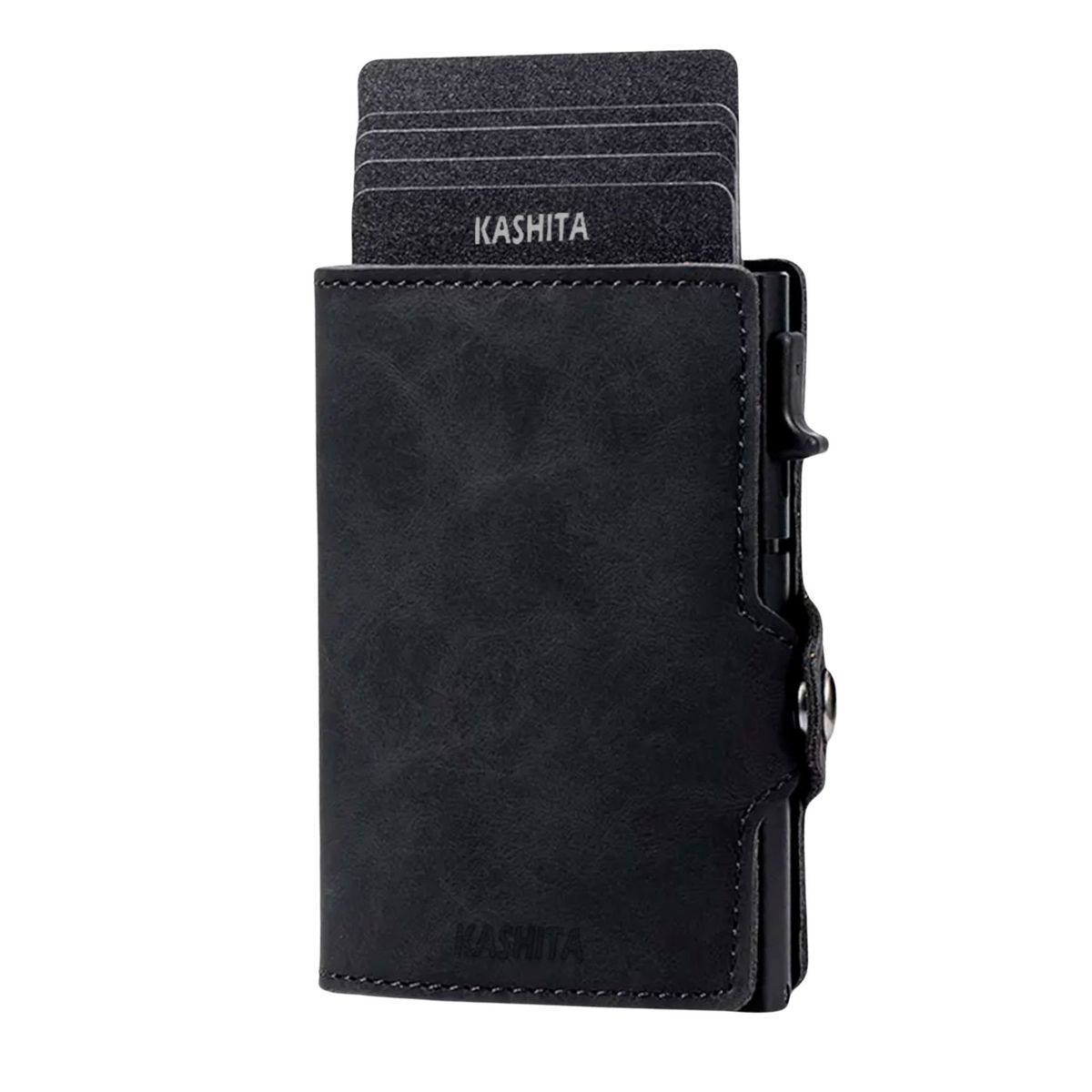 KASHITA - Billetera Tarjetero Smart Negra Monedero Bloqueo RFID Anti-Robo