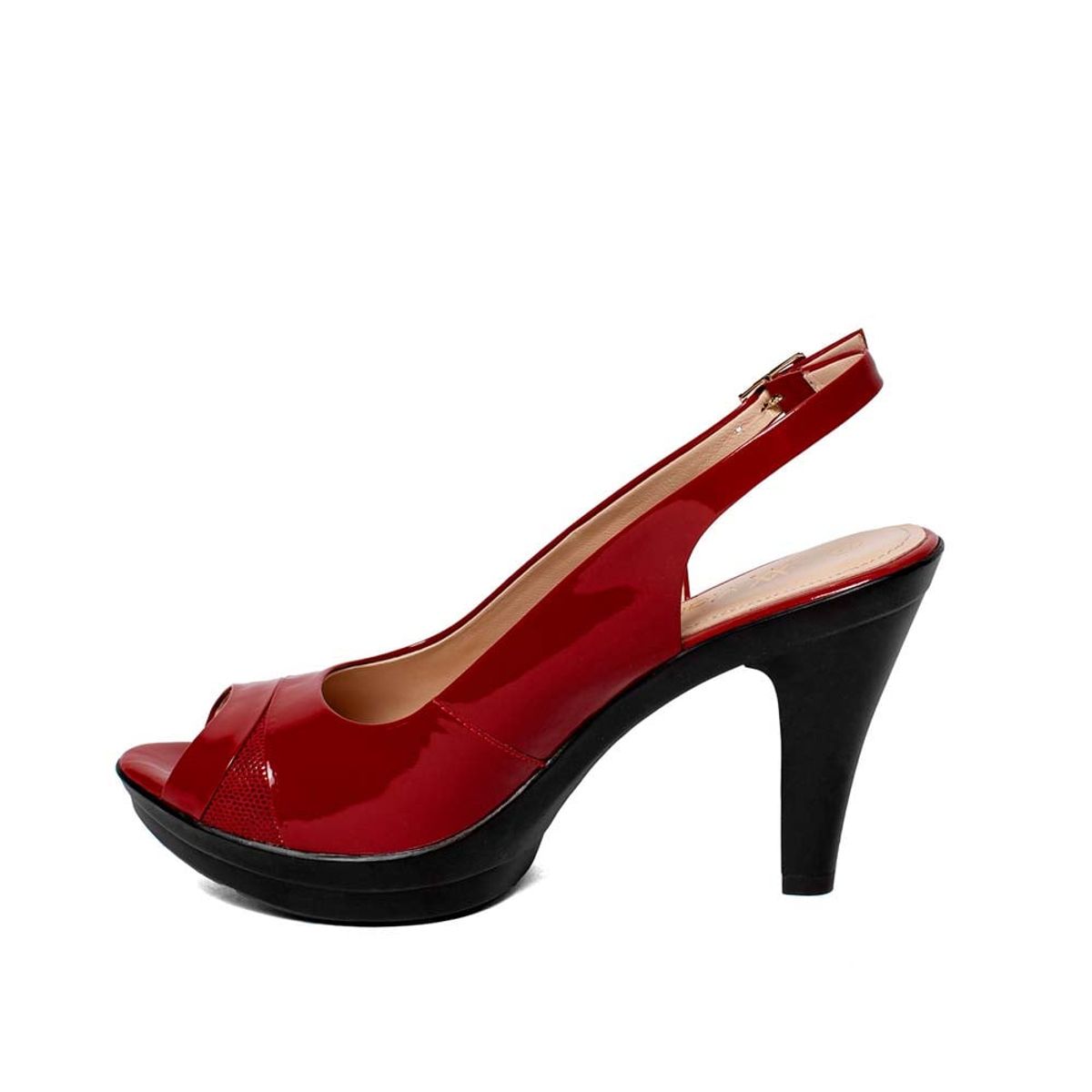 VIALE - Sandalia Peep Toe Casual ALE-2504 Rojo Viale Cuero