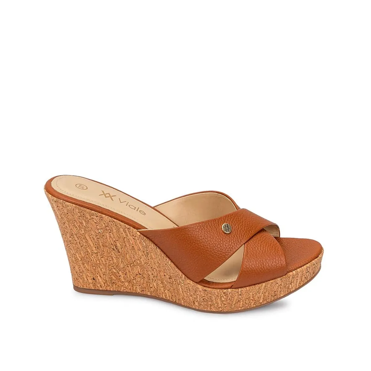 VIALE - Sandalia Slide Casual ALE-2524 Natural Viale Cuero