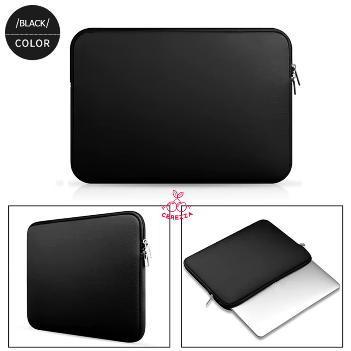 GENERICO - FUNDA PARA LAPTOP MATERIAL NEOPRENO 15.6 PULGADAS CON CIERRE NEGRO